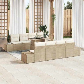 Conjunto de sofá de jardín 7 pcs Beige y Crema 100 x 55 x 73 cm