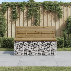 Banco jardín diseño gaviones madera pino impregnada 103x70x65cm