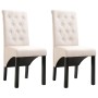 Sillas de comedor 2 unidades tela color crema