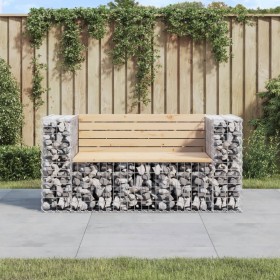 Banco jardín diseño gaviones madera maciza pino 143x71x65,5 cm