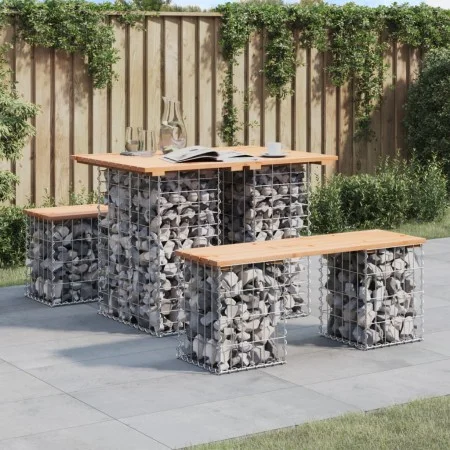 Gabionen-Design-Gartenbank aus massivem Kiefernholz, 100 x 70 x 72 cm von vidaXL, Gartenbänke - Ref: Foro24-834365, Preis: 75...