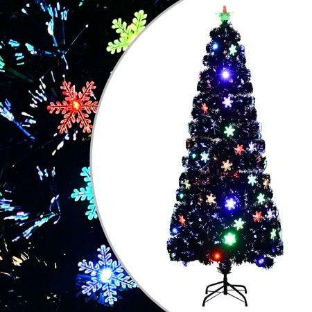 Árbol de Navidad copos de nieve LED fibra óptica negro 240 cm de vidaXL, Arboles de navidad - Ref: Foro24-328465, Precio: 158...