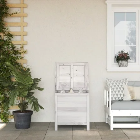 Solid wood garden chest white fir 50x49x56.5 cm by vidaXL, Outdoor storage boxes - Ref: Foro24-364749, Price: 84,77 €, Discou...