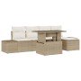Conjunto de sofá de jardín 6 pcs Beige Poliratán
