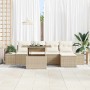 Conjunto de sofá de jardín 6 pcs Beige Poliratán