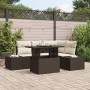 Conjunto de sofá de jardín 5 pcs Marrón Poliratán