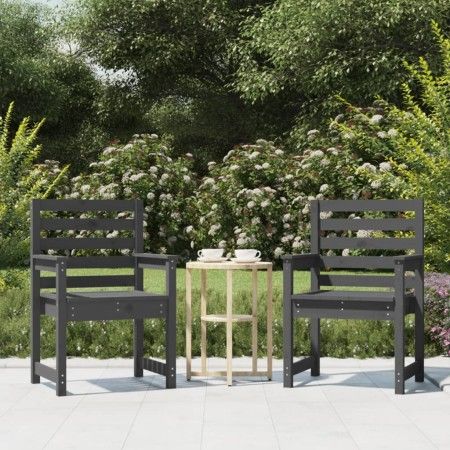Gartenstühle 2 Stück massives Kiefernholz grau 60x48x91 cm von vidaXL, Gartenstühle - Ref: Foro24-824055, Preis: 92,37 €, Rab...