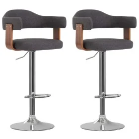 Barhocker, 2 Einheiten, gebogenes Holz, dunkelgrau und Stoff von vidaXL, Küchenhocker - Ref: Foro24-327338, Preis: 195,11 €, ...