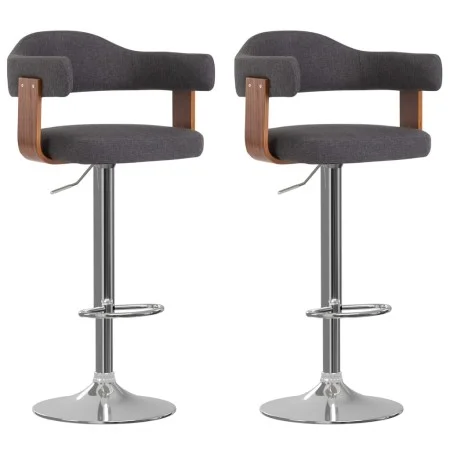 Barhocker, 2 Einheiten, gebogenes Holz, dunkelgrau und Stoff von vidaXL, Küchenhocker - Ref: Foro24-327338, Preis: 195,11 €, ...