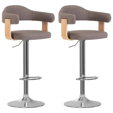 Barhocker 2 Einheiten aus gebogenem Holz und Stoff in Grau-Taupe von vidaXL, Küchenhocker - Ref: Foro24-327339, Preis: 188,08...