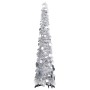 Árbol de Navidad artificial desmontable plateado PET 120 cm