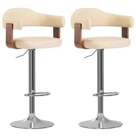 Taburetes de cocina 2 uds cuero sintético madera curvada crema by vidaXL, Kitchen stools - Ref: Foro24-327335, Price: 203,32 ...