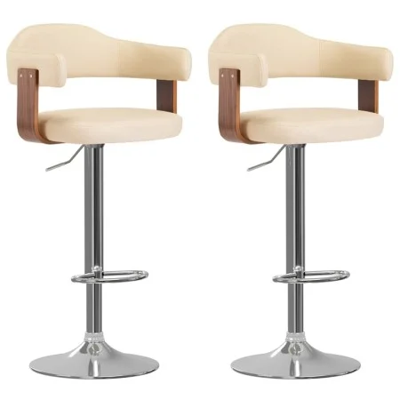 Taburetes de cocina 2 uds cuero sintético madera curvada crema by vidaXL, Kitchen stools - Ref: Foro24-327335, Price: 203,32 ...