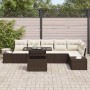 Conjunto de sofá de jardín 7 pcs Marrón Poliratán
