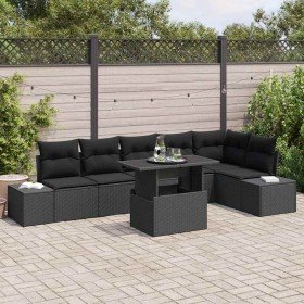 Conjunto de sofá de jardín 7 pcs Negro Poliratán