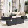 Conjunto de sofá de jardín 9 pcs Negro Poliratán
