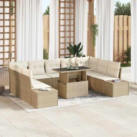 Conjunto de sofá de jardín 10 pcs Beige Poliratán