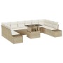 Conjunto de sofá de jardín 11 pcs Beige Poliratán