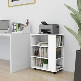 Armario ruedas madera contrachapada blanco brillante 60x35x75cm de vidaXL, Taquillas y armarios de almacenamiento - Ref: Foro...