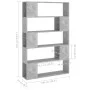 Bookshelf separator in gray concrete plywood 100x24x155 cm by vidaXL, Bookcases and shelves - Ref: Foro24-809201, Price: 69,8...