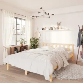Solid pine wood bed frame 140x200 cm by vidaXL, Beds and slatted bases - Ref: Foro24-810082, Price: 92,52 €, Discount: %