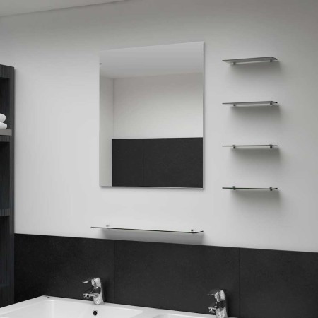 Espejo de pared con 5 estantes plateado 50x60 cm