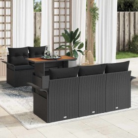 Conjunto de sofá de jardín 6 pcs Negro Poliratán