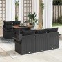 Conjunto de sofá de jardín 6 pcs Negro Poliratán