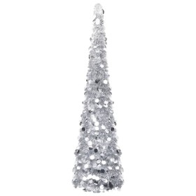 Árbol de Navidad artificial plegable PET plateado 180 cm