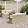Conjunto de sofá de jardín 7 pcs Beige Poliratán