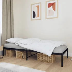 Black metal bed frame 75x190 cm by vidaXL, Beds and slatted bases - Ref: Foro24-350836, Price: 62,92 €, Discount: %