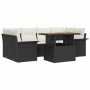 Conjunto de sofá de jardín 7 pcs Negro Poliratán