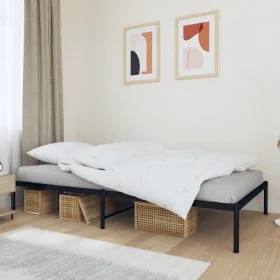 Estructura de cama de metal negro 100x200 cm de vidaXL, Camas y somieres - Ref: Foro24-350841, Precio: 65,80 €, Descuento: %