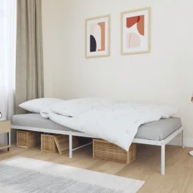 White metal bed frame 100x200 cm by vidaXL, Beds and slatted bases - Ref: Foro24-350908, Price: 76,82 €, Discount: %