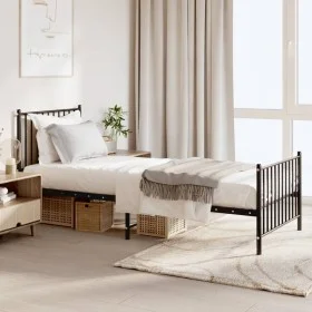 Bed frame with headboard and black metal footboard 80x200 cm by vidaXL, Beds and slatted bases - Ref: Foro24-350873, Price: 7...