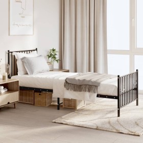 Estructura de cama con cabecero y estribo metal negro 80x200 cm de vidaXL, Camas y somieres - Ref: Foro24-350873, Precio: 72,...