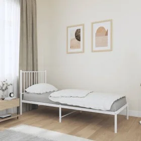 Metal bed frame with white headboard 80x200 cm by vidaXL, Beds and slatted bases - Ref: Foro24-350922, Price: 67,99 €, Discou...