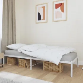 White metal bed frame 75x190 cm by vidaXL, Beds and slatted bases - Ref: Foro24-350903, Price: 62,92 €, Discount: %