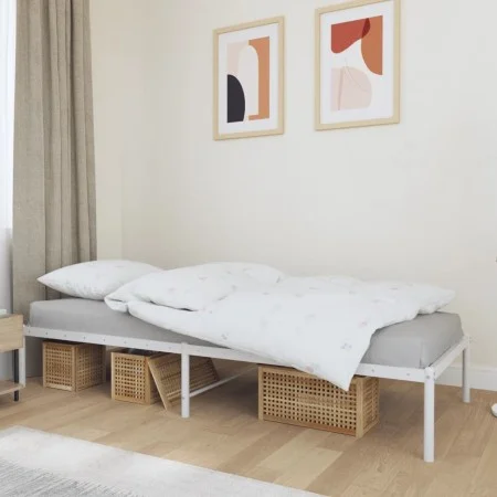 Estructura de cama metal blanco 75x190 cm de vidaXL, Camas y somieres - Ref: Foro24-350903, Precio: 62,90 €, Descuento: %