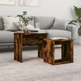 Stackable coffee tables 2 pieces engineered wood smoke oak by vidaXL, Coffee table - Ref: Foro24-815540, Price: 38,67 €, Disc...