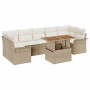Conjunto de sofá de jardín 8 pcs Beige Poliratán