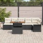 Conjunto de sofá de jardín 7 pcs Negro Poliratán