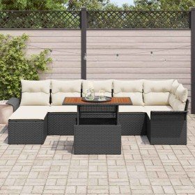 Conjunto de sofá de jardín 8 pcs Negro Poliratán Conjunto de sofá de jardín 8 pcs Negro Poliratán