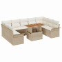Conjunto de sofá de jardín 10 pcs Beige Poliratán
