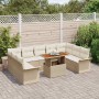 Conjunto de sofá de jardín 10 pcs Beige Poliratán