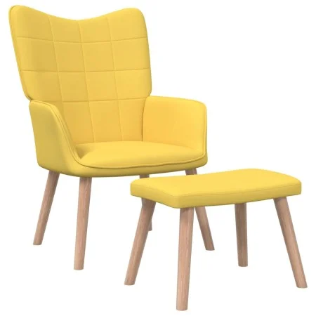 Silla de relajación con reposapiés tela amarillo mostaza de vidaXL, Sillones - Ref: Foro24-327937, Precio: 132,11 €, Descuent...