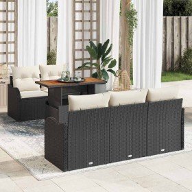 Conjunto de sofá de jardín 6 pcs Negro Poliratán