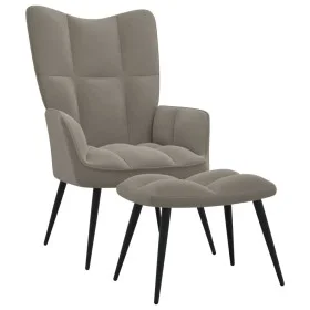 Light gray velvet relaxation chair with footrest by vidaXL, Armchairs - Ref: Foro24-328084, Price: 116,01 €, Discount: %