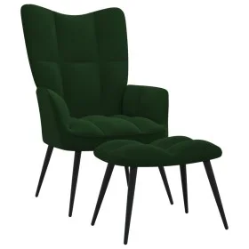 Silla de relajación con taburete terciopelo verde oscuro de vidaXL, Sillones - Ref: Foro24-328086, Precio: 137,34 €, Descuent...