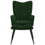 Silla de relajación con taburete terciopelo verde oscuro